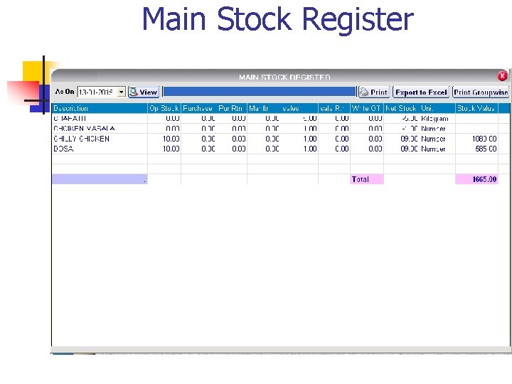 Main Stock Register 