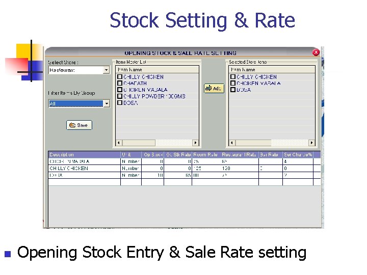 Stock Setting & Rate n Opening Stock Entry & Sale Rate setting 