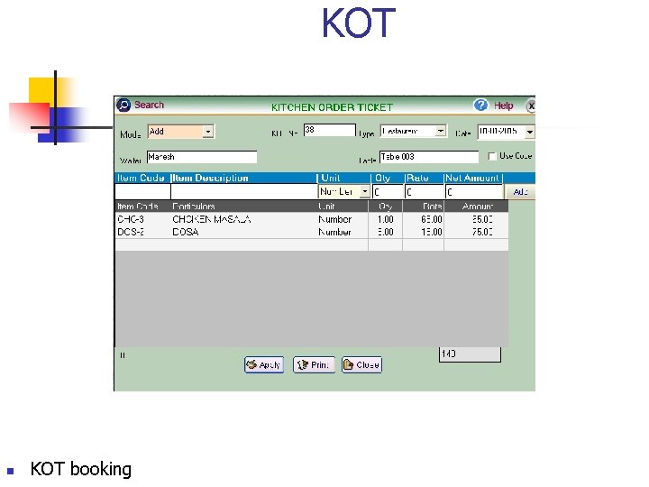 KOT n KOT booking 