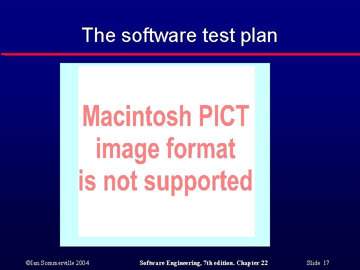 The software test plan ©Ian Sommerville 2004 Software Engineering, 7 th edition. Chapter 22