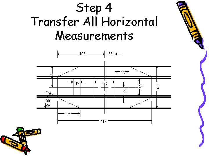 Step 4 Transfer All Horizontal Measurements 108 38 50 76 25 19 30 57