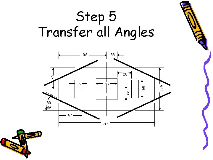 Step 5 Transfer all Angles 108 38 50 76 25 19 30 57 216