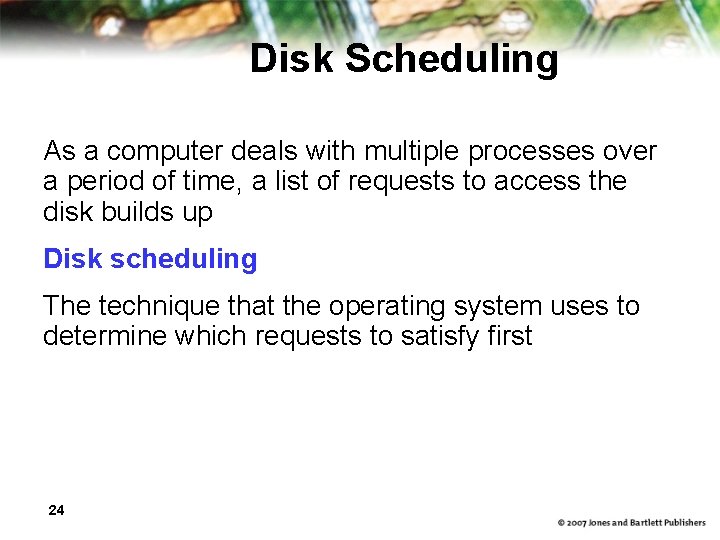 Disk Scheduling As a computer deals with multiple processes over a period of time,