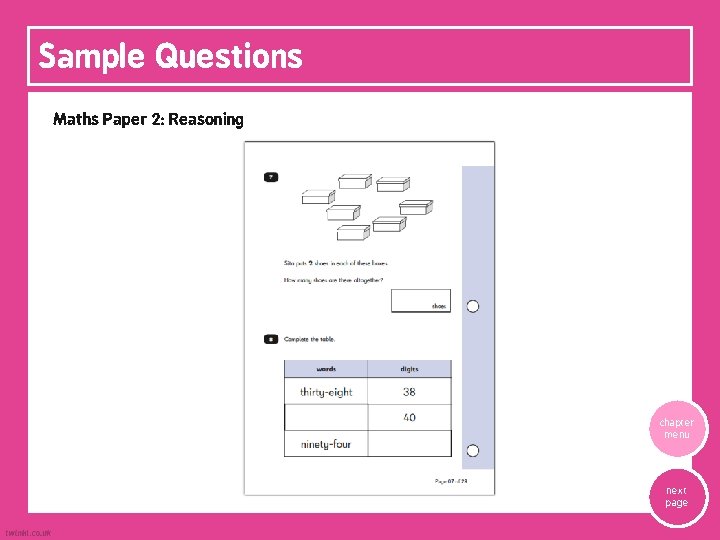 Sample Questions Maths Paper 2: Reasoning chapter menu next page Sample Questions Maths Paper 2: Reasoning chapter menu next page