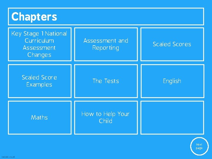 Chapters Key Stage 1 National Curriculum Assessment Changes Assessment and Reporting Scaled Scores Scaled Chapters Key Stage 1 National Curriculum Assessment Changes Assessment and Reporting Scaled Scores Scaled