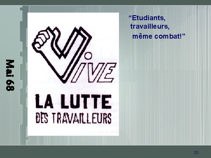 “Etudiants, travailleurs, même combat!” Mai 68 25 