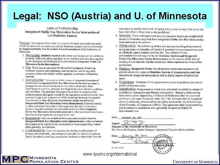 Legal: NSO (Austria) and U. of Minnesota www. ipums. org/international 