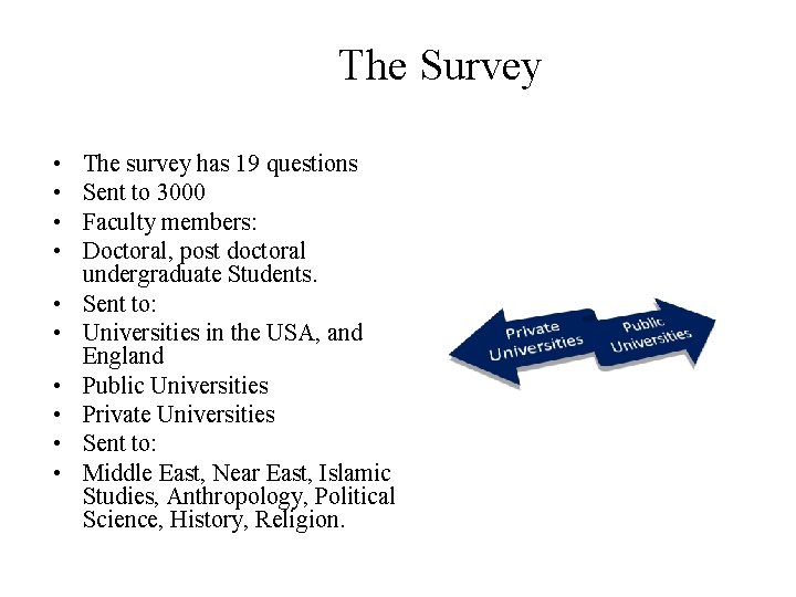 The Survey • • • The survey has 19 questions Sent to 3000 Faculty