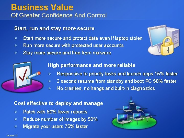 Business Value Of Greater Confidence And Control Start, run and stay more secure Start