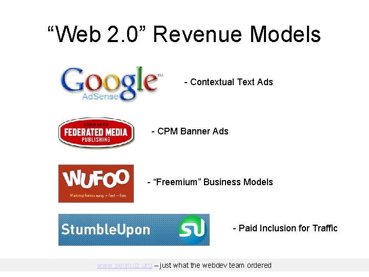 “Web 2. 0” Revenue Models - Contextual Text Ads - CPM Banner Ads -