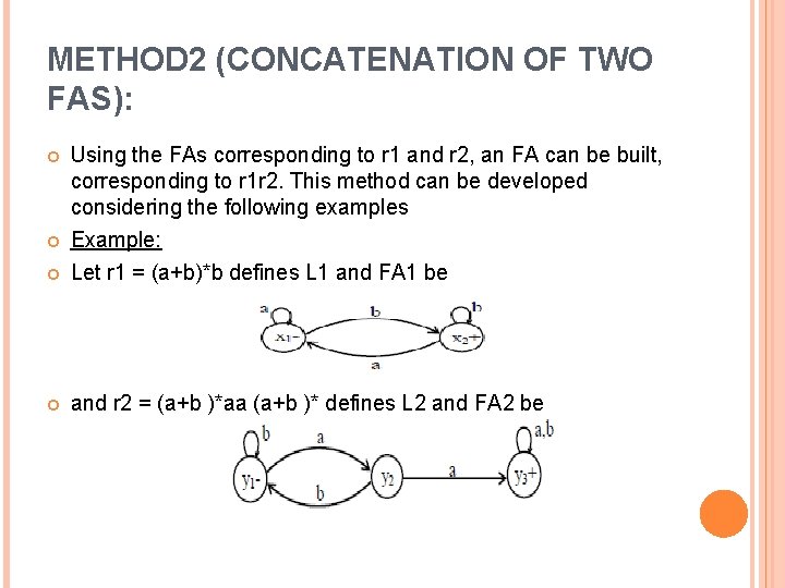 METHOD 2 (CONCATENATION OF TWO FAS): Using the FAs corresponding to r 1 and