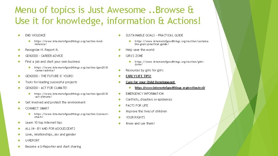 Menu of topics is Just Awesome. . Browse & Use it for knowledge, information