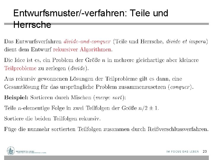 Entwurfsmuster/-verfahren: Teile und Herrsche 23 