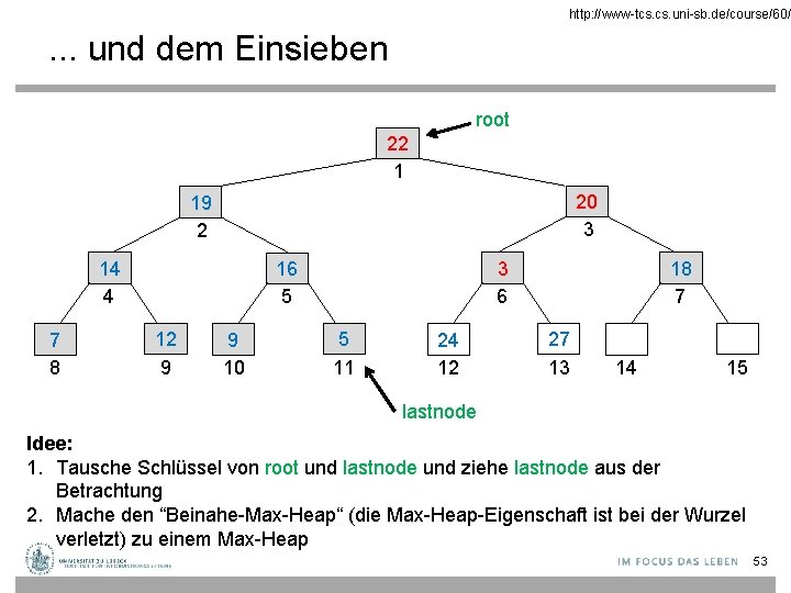 http: //www-tcs. uni-sb. de/course/60/ . . . und dem Einsieben root 22 1 20