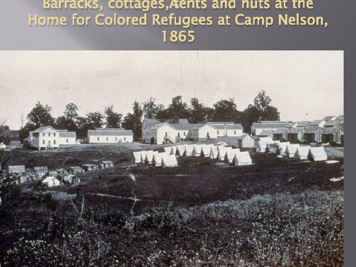 Barracks, cottages, tents and huts at the Home for Colored Refugees at Camp Nelson,