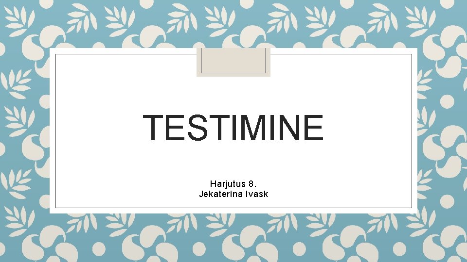 TESTIMINE Harjutus 8. Jekaterina Ivask 