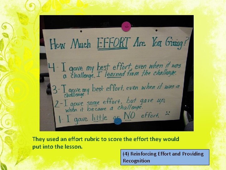 They used an effort rubric to score the effort they would put into the