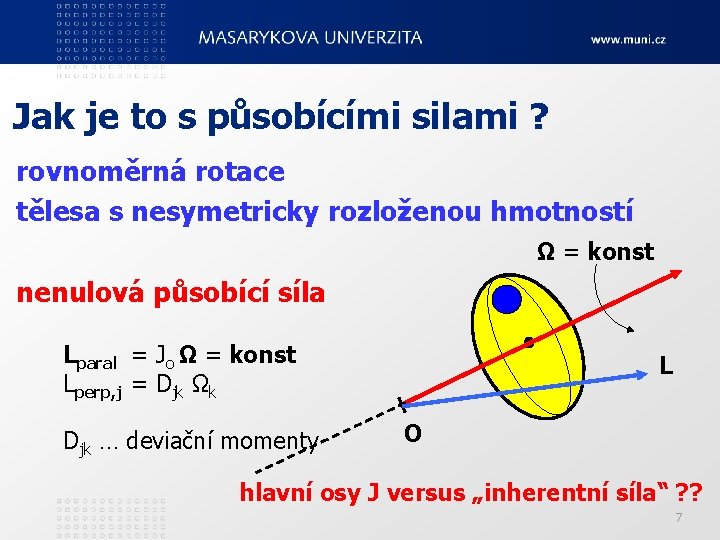 Jak je to s působícími silami ? rovnoměrná rotace tělesa s nesymetricky rozloženou hmotností