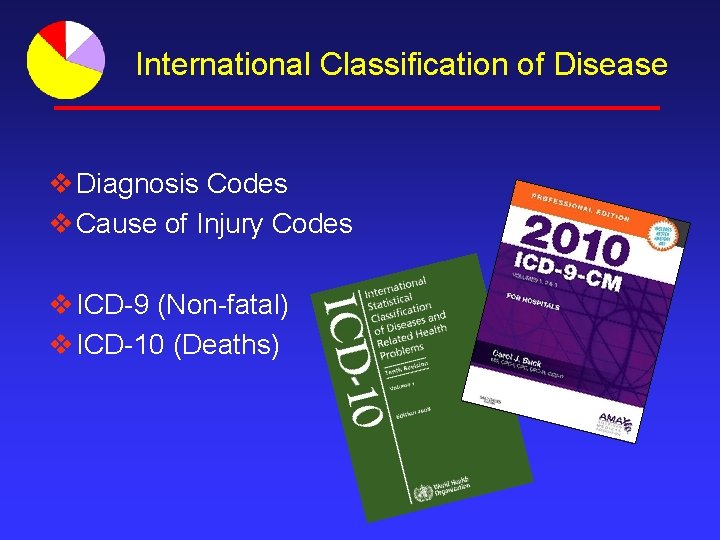 International Classification of Disease v Diagnosis Codes v Cause of Injury Codes v ICD-9