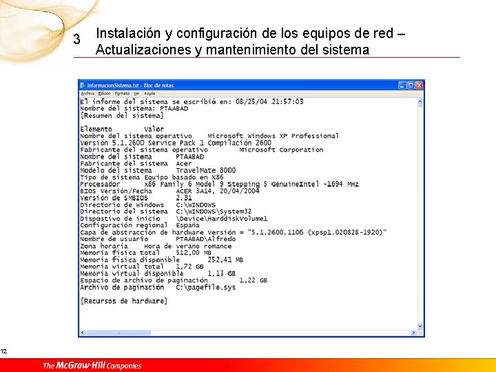 12 3 Instalación y configuración de los equipos de red – Actualizaciones y mantenimiento