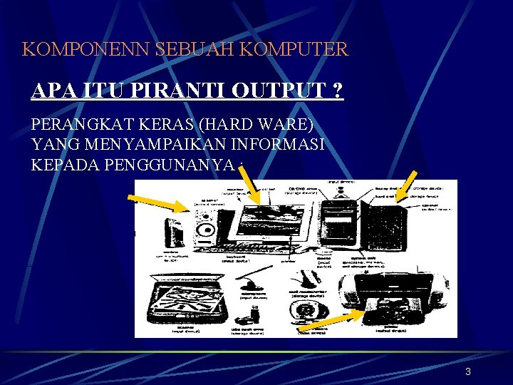 KOMPONENN SEBUAH KOMPUTER APA ITU PIRANTI OUTPUT ? PERANGKAT KERAS (HARD WARE) YANG MENYAMPAIKAN