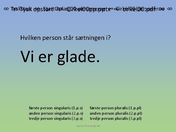 ∞ Tyskstart ∞ Start. Oplæg 00 -personerne Cirkel 00 -personerne ∞ Tysk opstart ∞