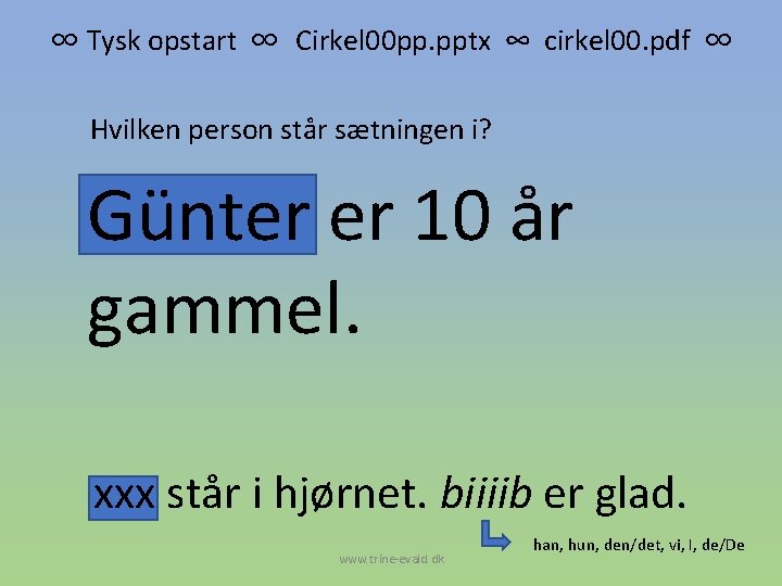 ∞ Tysk opstart ∞ Cirkel 00 pp. pptx ∞ cirkel 00. pdf ∞ Hvilken