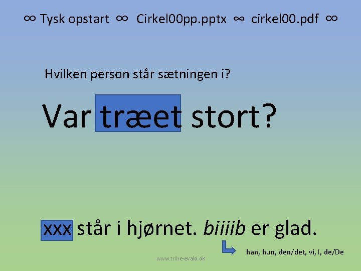 ∞ Tysk opstart ∞ Cirkel 00 pp. pptx ∞ cirkel 00. pdf ∞ Hvilken