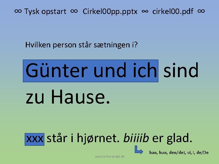 ∞ Tysk opstart ∞ Cirkel 00 pp. pptx ∞ cirkel 00. pdf ∞ Hvilken