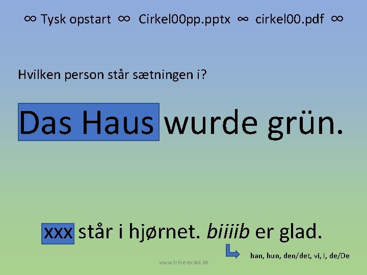 ∞ Tysk opstart ∞ Cirkel 00 pp. pptx ∞ cirkel 00. pdf ∞ Hvilken