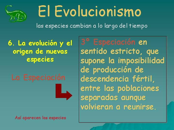 El Evolucionismo las especies cambian a lo largo del tiempo 6. La evolución y El Evolucionismo las especies cambian a lo largo del tiempo 6. La evolución y