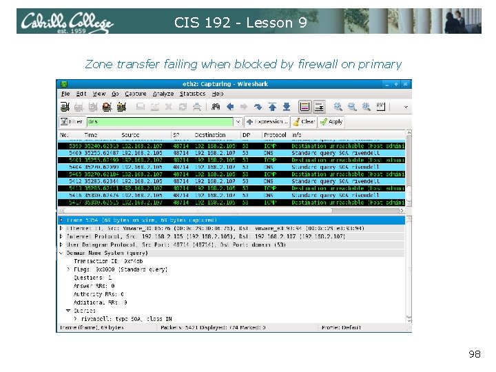 CIS 192 - Lesson 9 Zone transfer failing when blocked by firewall on primary