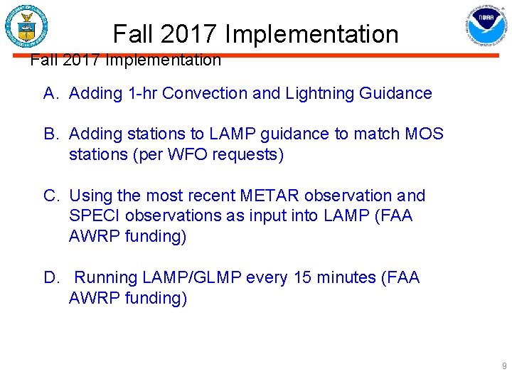 Fall 2017 Implementation A. Adding 1 -hr Convection and Lightning Guidance B. Adding stations