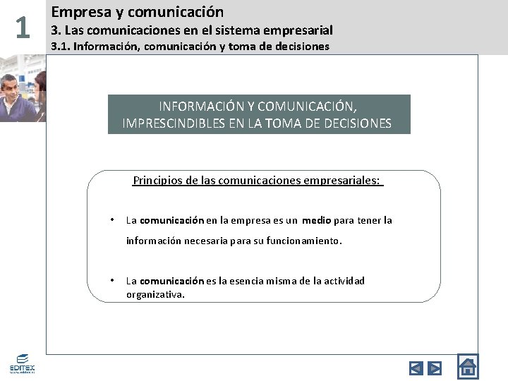 1 Empresa y comunicación 3. Las comunicaciones en el sistema empresarial 3. 1. Información,
