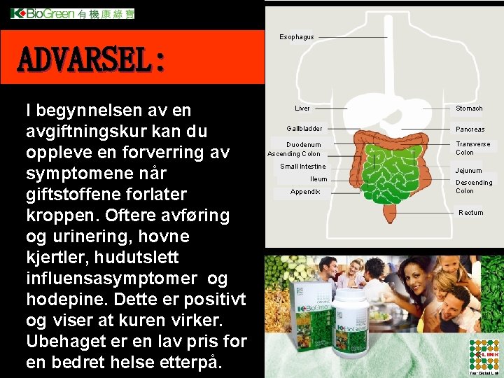 Esophagus ADVARSEL: I begynnelsen avgiftningskur kan du oppleve en forverring av symptomene når giftstoffene