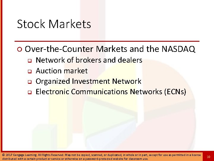 Stock Markets ○ Over-the-Counter Markets and the NASDAQ q q Network of brokers and