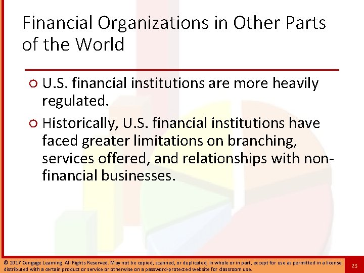 Financial Organizations in Other Parts of the World ○ U. S. financial institutions are