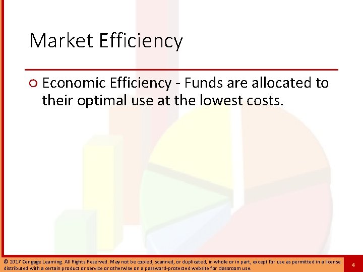 Market Efficiency ○ Economic Efficiency - Funds are allocated to their optimal use at