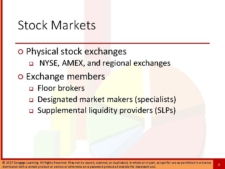 Stock Markets ○ Physical stock exchanges q NYSE, AMEX, and regional exchanges ○ Exchange