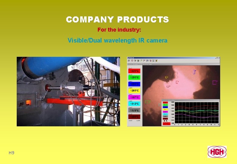 COMPANY PRODUCTS For the industry: Visible/Dual wavelength IR camera H 9 