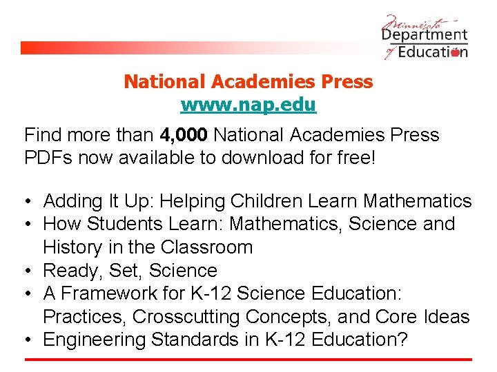 National Academies Press www. nap. edu Find more than 4, 000 National Academies Press