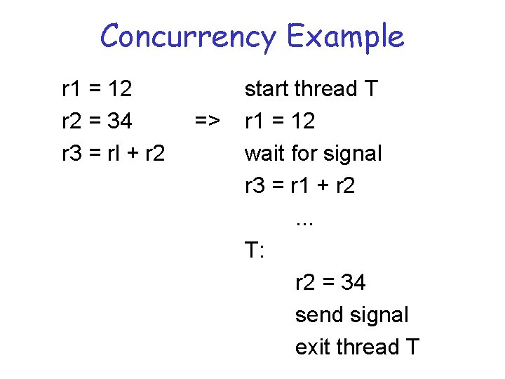 Concurrency Example r 1 = 12 r 2 = 34 r 3 = rl