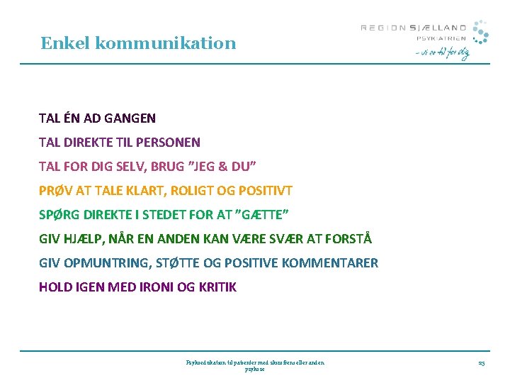 Enkel kommunikation TAL ÉN AD GANGEN TAL DIREKTE TIL PERSONEN TAL FOR DIG SELV,