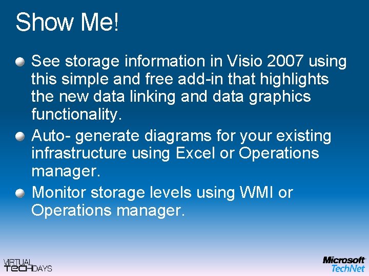 Show Me! See storage information in Visio 2007 using this simple and free add-in