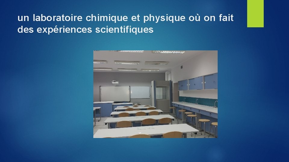 un laboratoire chimique et physique où on fait des expériences scientifiques 