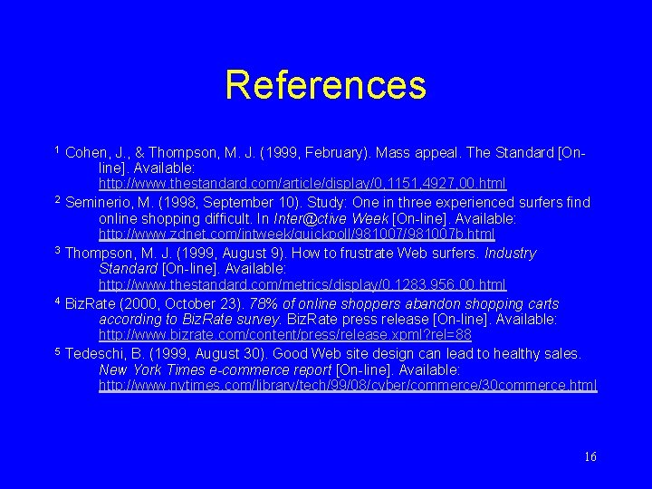 References Cohen, J. , & Thompson, M. J. (1999, February). Mass appeal. The Standard