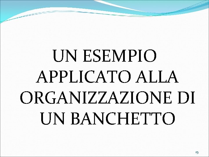 UN ESEMPIO APPLICATO ALLA ORGANIZZAZIONE DI UN BANCHETTO 25 