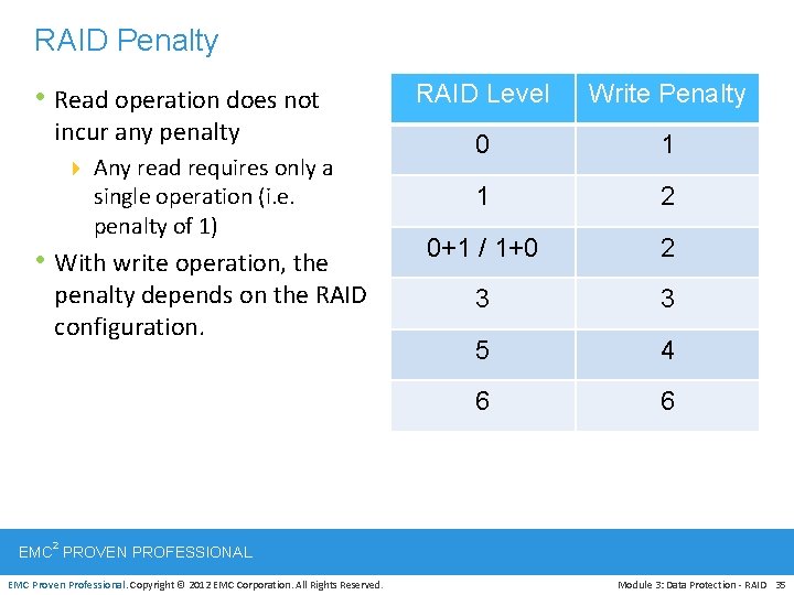 RAID Penalty • Read operation does not incur any penalty 4 Any read requires