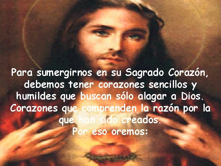 Para sumergirnos en su Sagrado Corazón, debemos tener corazones sencillos y humildes que buscan