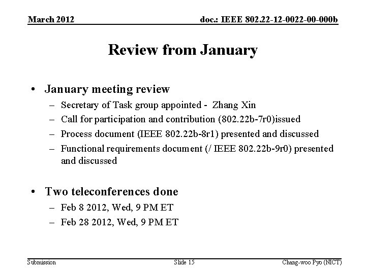 March 2012 doc. : IEEE 802. 22 -12 -0022 -00 -000 b Review from